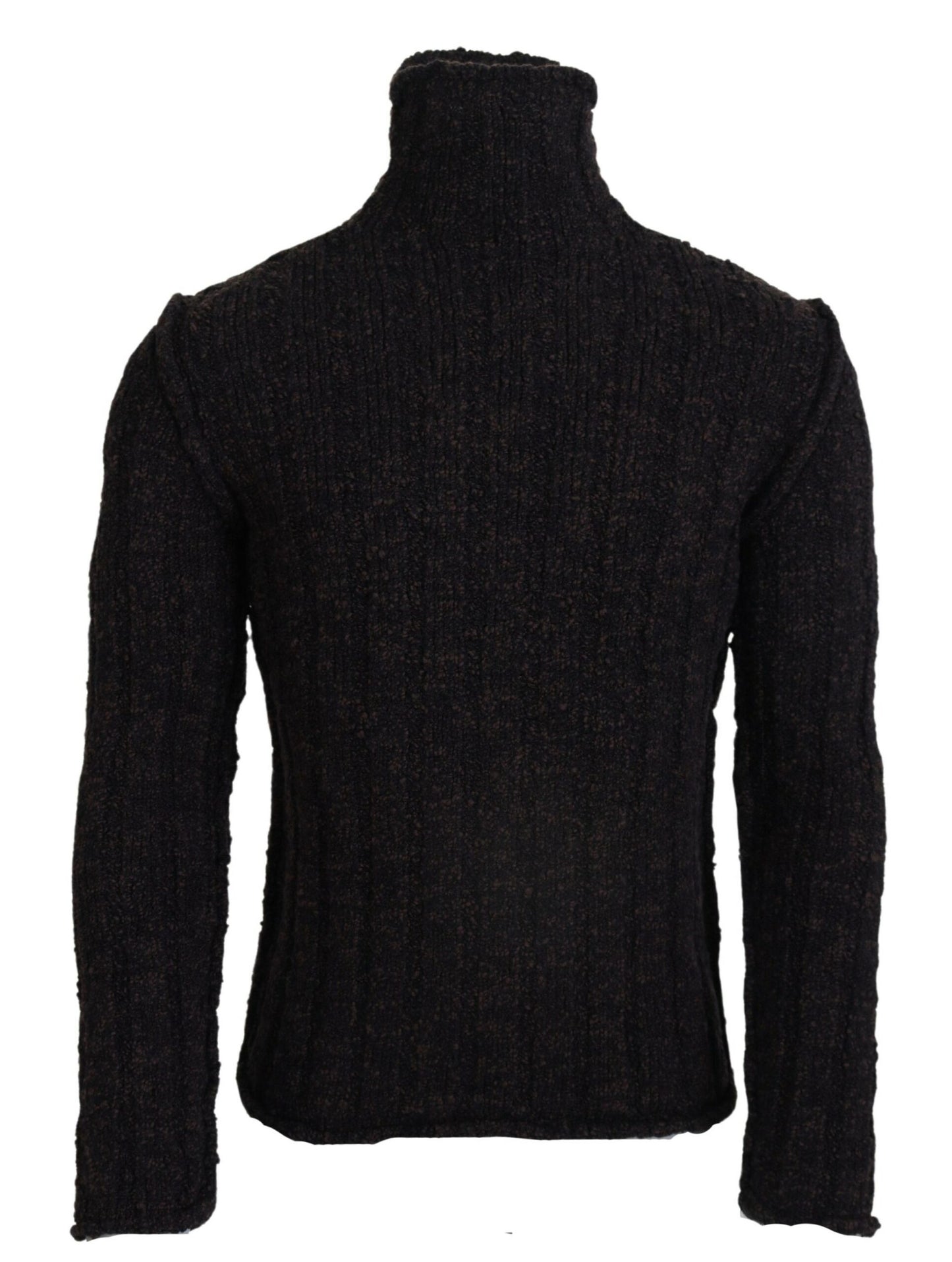 Brauner Wollstrick-Rollkragenpullover