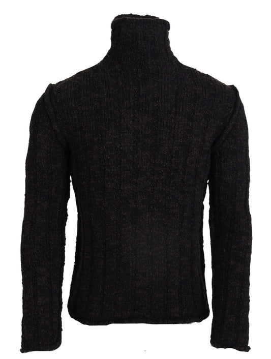 Brauner Wollstrick-Rollkragenpullover