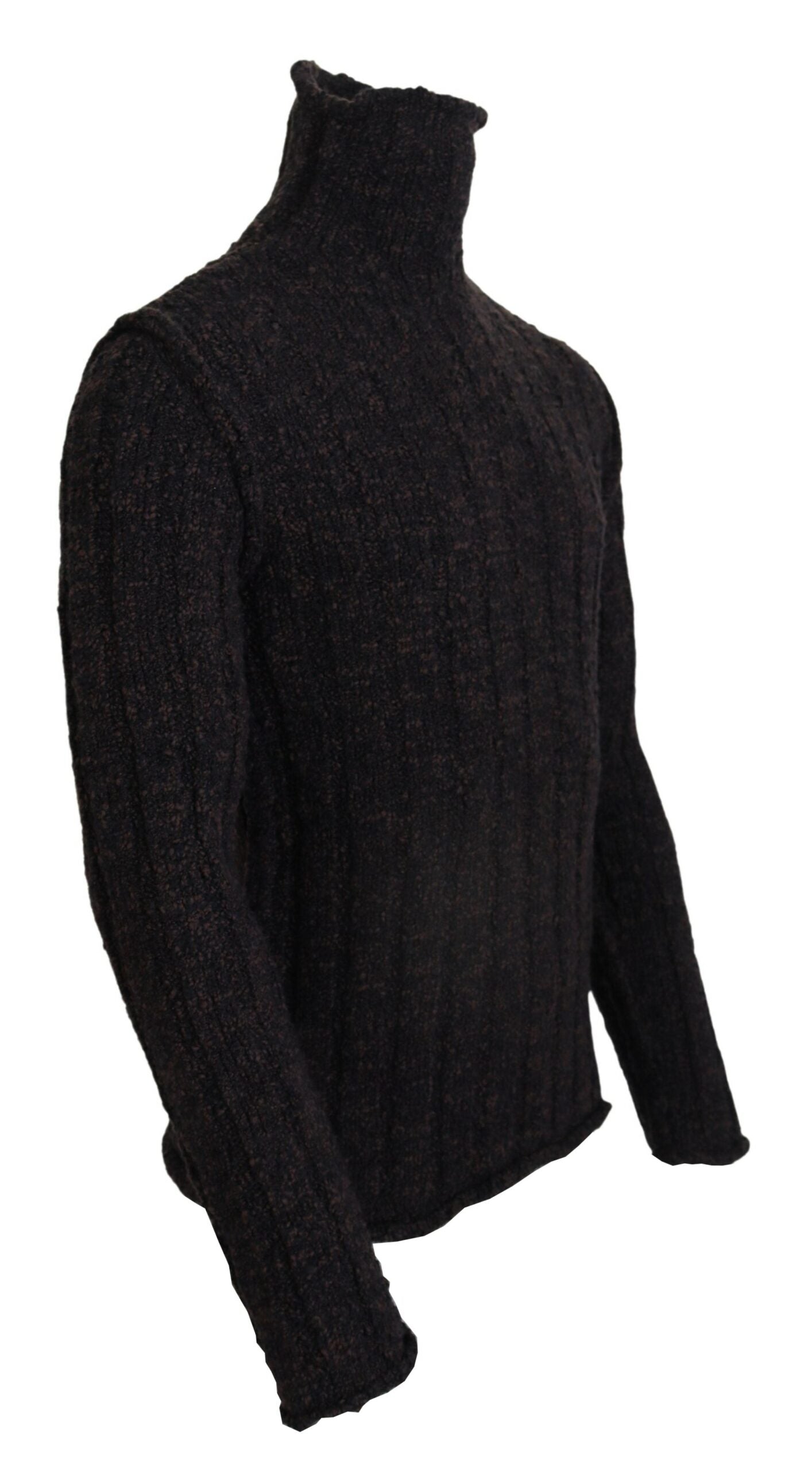 Brauner Wollstrick-Rollkragenpullover
