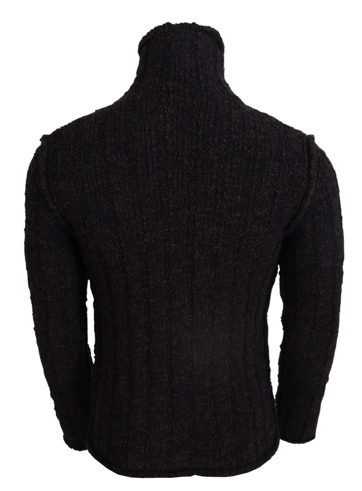 Brauner Wollstrick-Rollkragenpullover