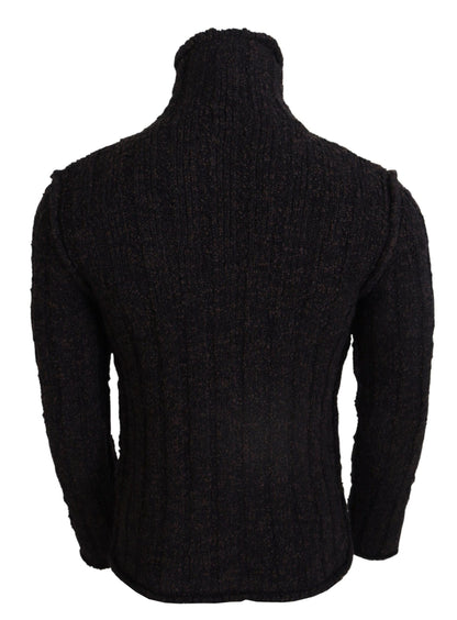 Brauner Wollstrick-Rollkragenpullover