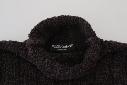Brauner Wollstrick-Rollkragenpullover