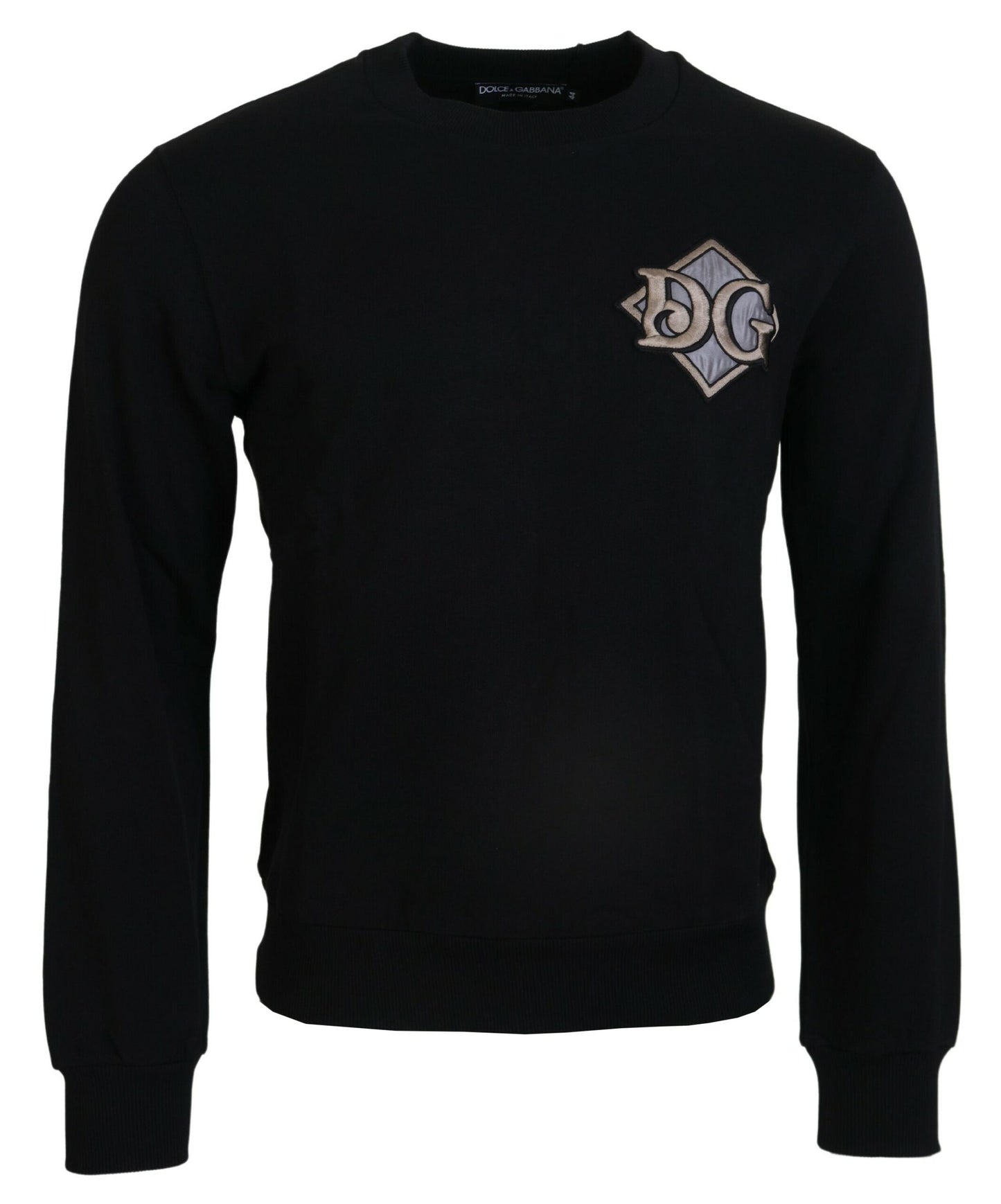 Schwarzes Baumwoll-Sweatshirt mit Rundhalsausschnitt Pullover