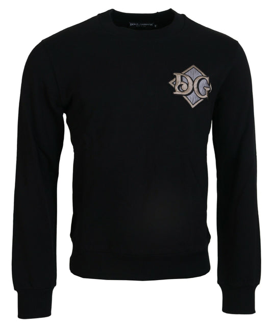 Schwarzes Baumwoll-Sweatshirt mit Rundhalsausschnitt Pullover