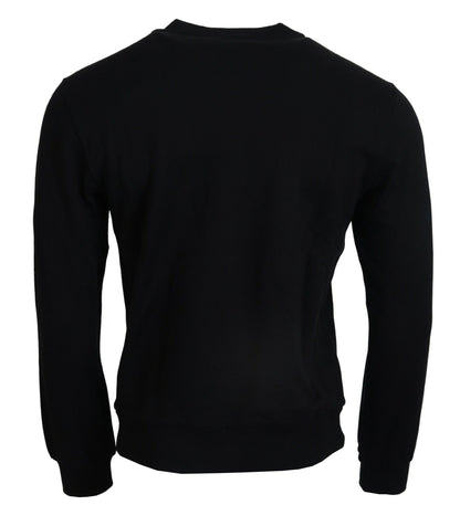 Schwarzes Baumwoll-Sweatshirt mit Rundhalsausschnitt Pullover
