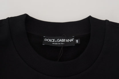 Schwarzes Baumwoll-Sweatshirt mit Rundhalsausschnitt Pullover