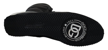 Schwarze Leder Logo Boxing Calf High Sneakers