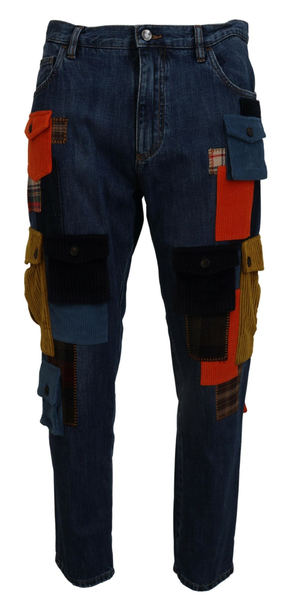 Blaue Baumwollmischung Cargo Patch Herren Denim Jeans
