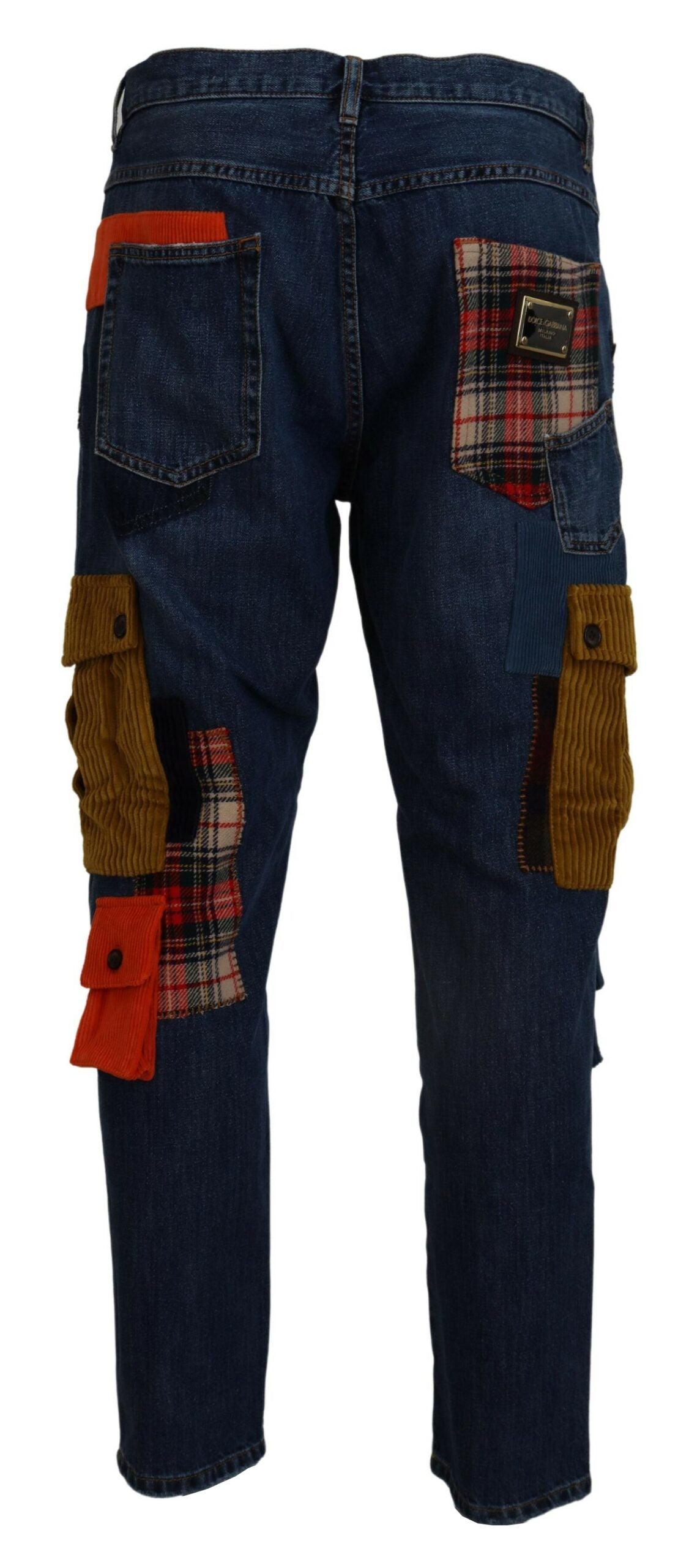 Blaue Baumwollmischung Cargo Patch Herren Denim Jeans