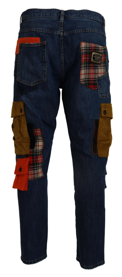 Blaue Baumwollmischung Cargo Patch Herren Denim Jeans