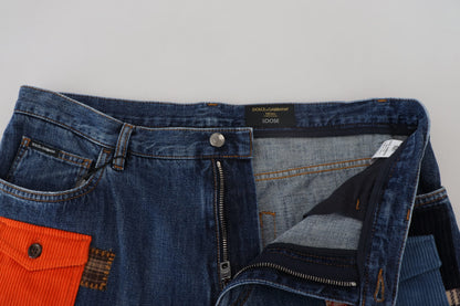 Blaue Baumwollmischung Cargo Patch Herren Denim Jeans