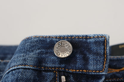 Blaue Baumwollmischung Cargo Patch Herren Denim Jeans