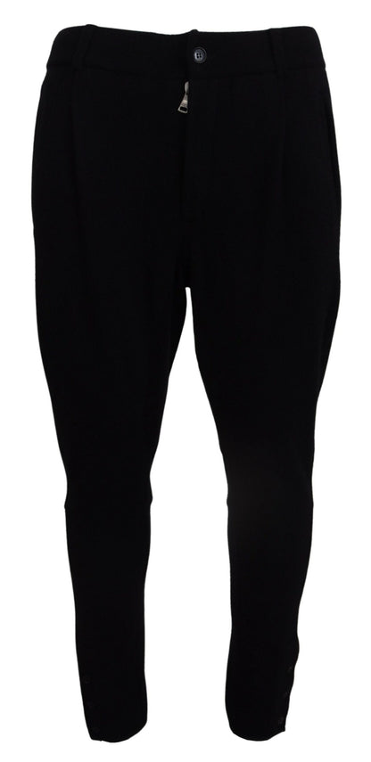 Schwarz Solid Herren Tapered Pants