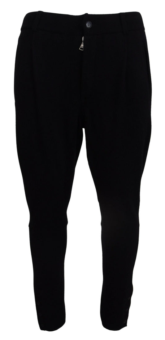 Schwarz Solid Herren Tapered Pants
