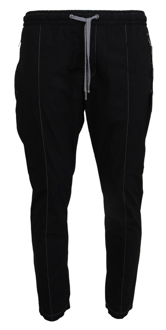 Schwarz Baumwolle Männer Tapered Pants