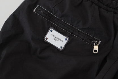 Schwarz Baumwolle Männer Tapered Pants