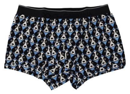 Boxer-Unterwäsche aus Baumwolle mit blauem Hundedruck