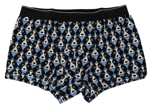 Boxer-Unterwäsche aus Baumwolle mit blauem Hundedruck