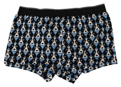 Boxer-Unterwäsche aus Baumwolle mit blauem Hundedruck
