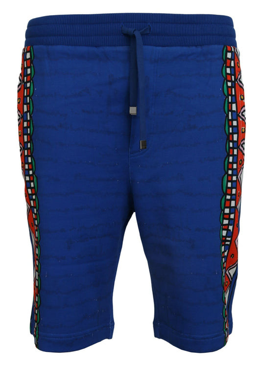 Bedruckte Bermudashorts aus blauer Baumwolle