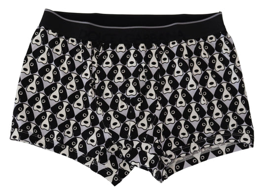 Schwarzer Hund Druck Baumwolle Regular Boxer Unterwäsche