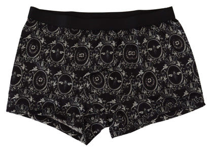 Schwarze Boxer-Unterwäsche aus bedruckter Baumwolle