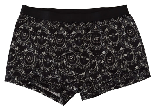Schwarze Boxer-Unterwäsche aus bedruckter Baumwolle