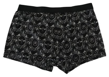 Schwarze Boxer-Unterwäsche aus bedruckter Baumwolle