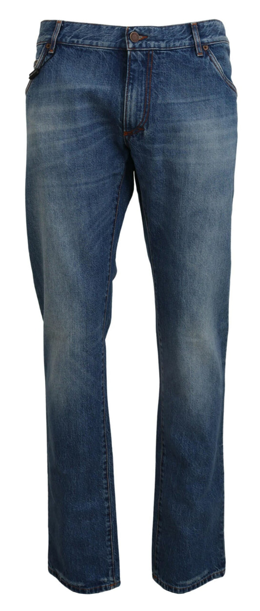 Blaue Baumwolle Straight Fit Herren Denim Jeans