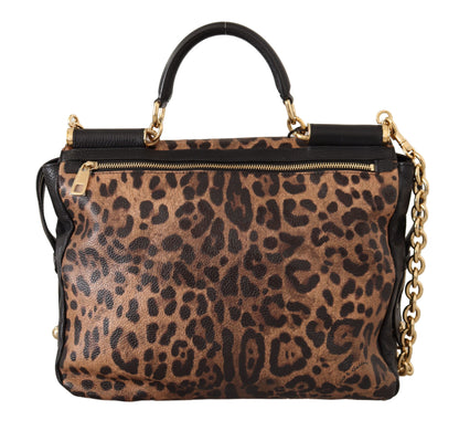 Brauner Leopardenleder Geldbeutel Satchel Sicily Umhängetasche