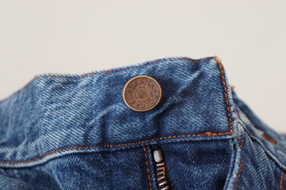 Blaue Baumwolle Straight Fit Herren Denim Jeans