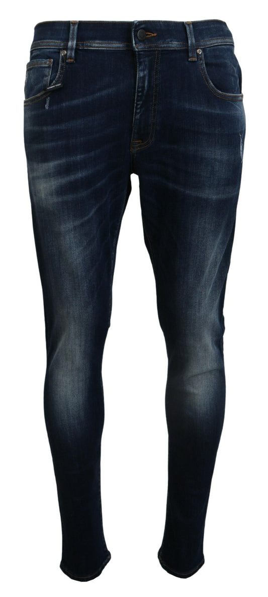 Blau gewaschene Baumwolle Slim Fit Herren Denim Jeans