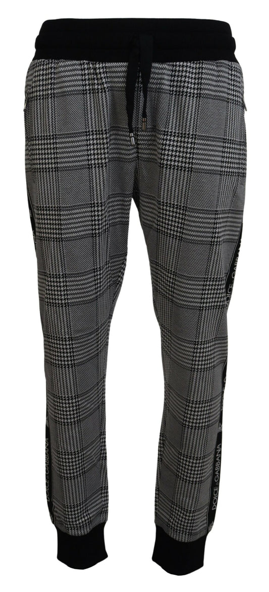 Schwarz Weiß Kariert Männer Jogger Hose