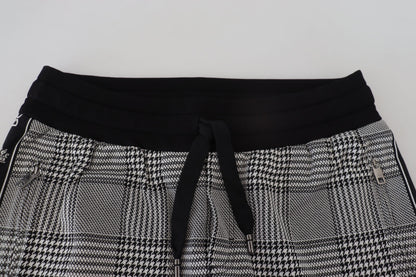 Schwarz Weiß Kariert Männer Jogger Hose