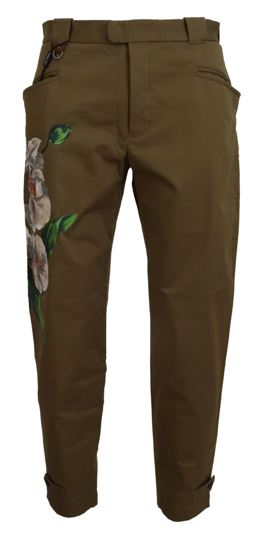 Grüne Baumwolle mit Blumenmuster für Männer Hosen
