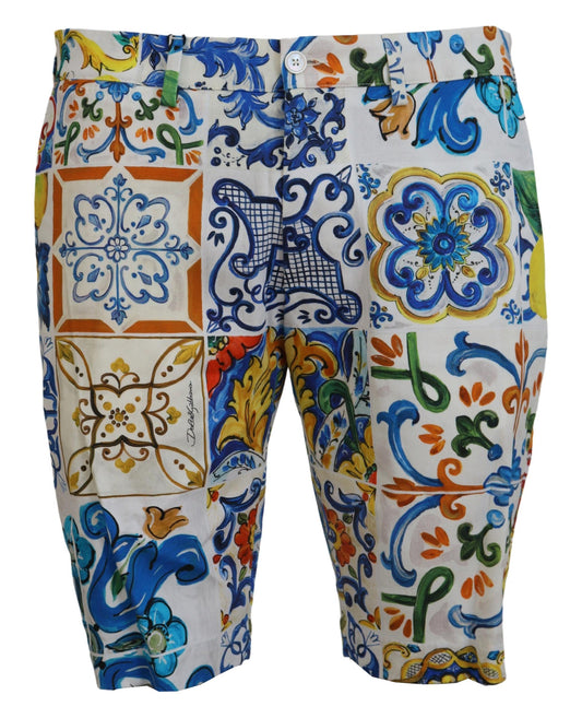 Chinohose aus Baumwolle mit Majolika-Druck