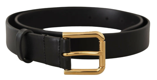 Schwarzes Kalbsleder Gold Metall Logo Schnalle Braun