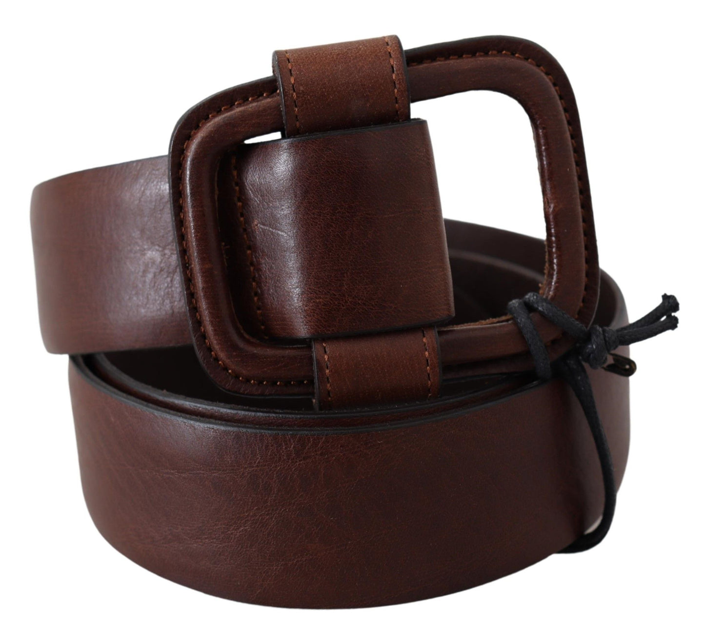 Brauner Echtleder-Gürtel mit Logo-Schnalle
