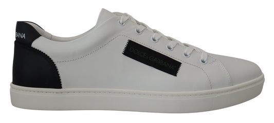 Weiß Schwarz Leder Low Top Sneakers
