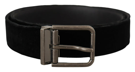 Schwarzer Samt Chrom Metall Box Buckle Gürtel