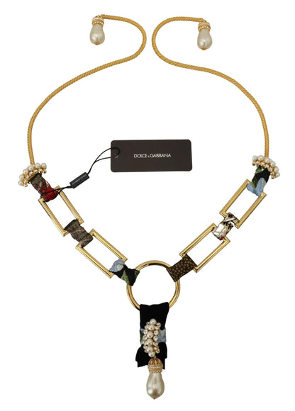 Gold Messing Sizilien Kristall Robe Statement Halskette