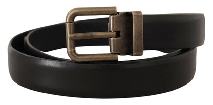 Schwarzes Kalbsleder gebürstetes Messing Box Buckle Gürtel