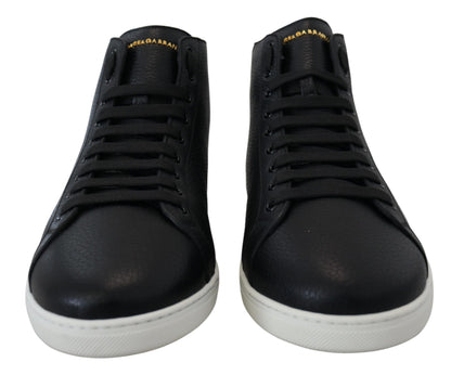 Schwarze Leder High Tops Hohe Schuhe