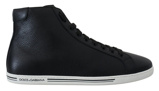 Schwarze Leder High Tops Hohe Schuhe