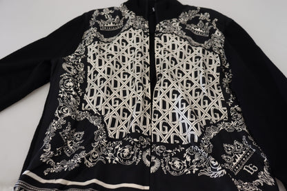 Schwarzer Bandana Kaschmir Pullover mit Reißverschluss