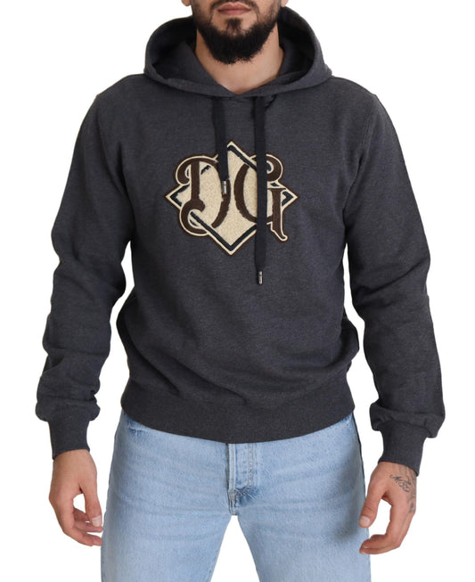 Graues Logo-Sweatshirt aus Baumwolle mit Kapuze Pullover