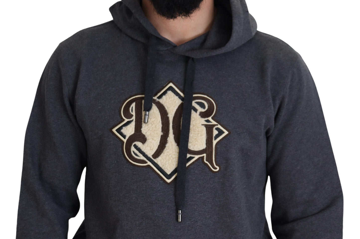 Graues Logo-Sweatshirt aus Baumwolle mit Kapuze Pullover
