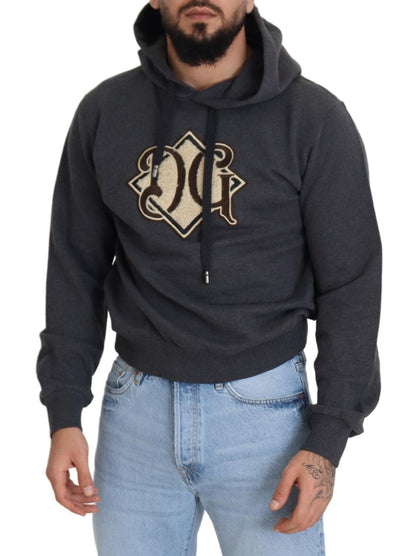 Graues Logo-Sweatshirt aus Baumwolle mit Kapuze Pullover