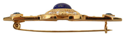 Gold Ton Messing Kristall verschönert Pin Brosche