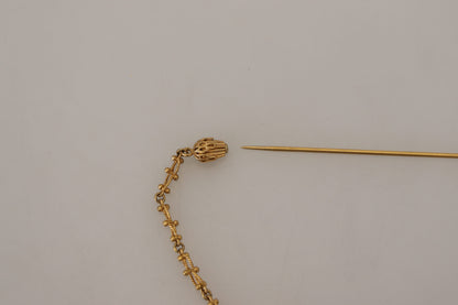 Gold-Ton Messing Herz DG Logo Kette Pin Brosche